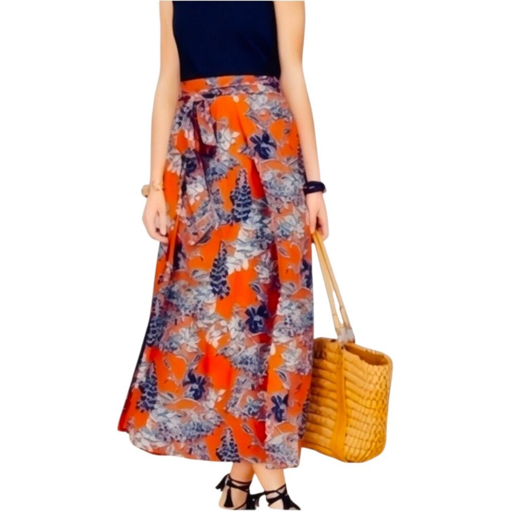 CAbi Calypso Maxi Skirt in Paradise Floral Print Tropical Summer Size Small